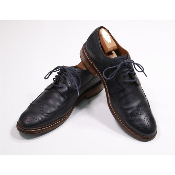 Cole Haan Mens Great Jones Navy Blue Wingtip Brogue Oxford Dress Shoes 11 M main image 8